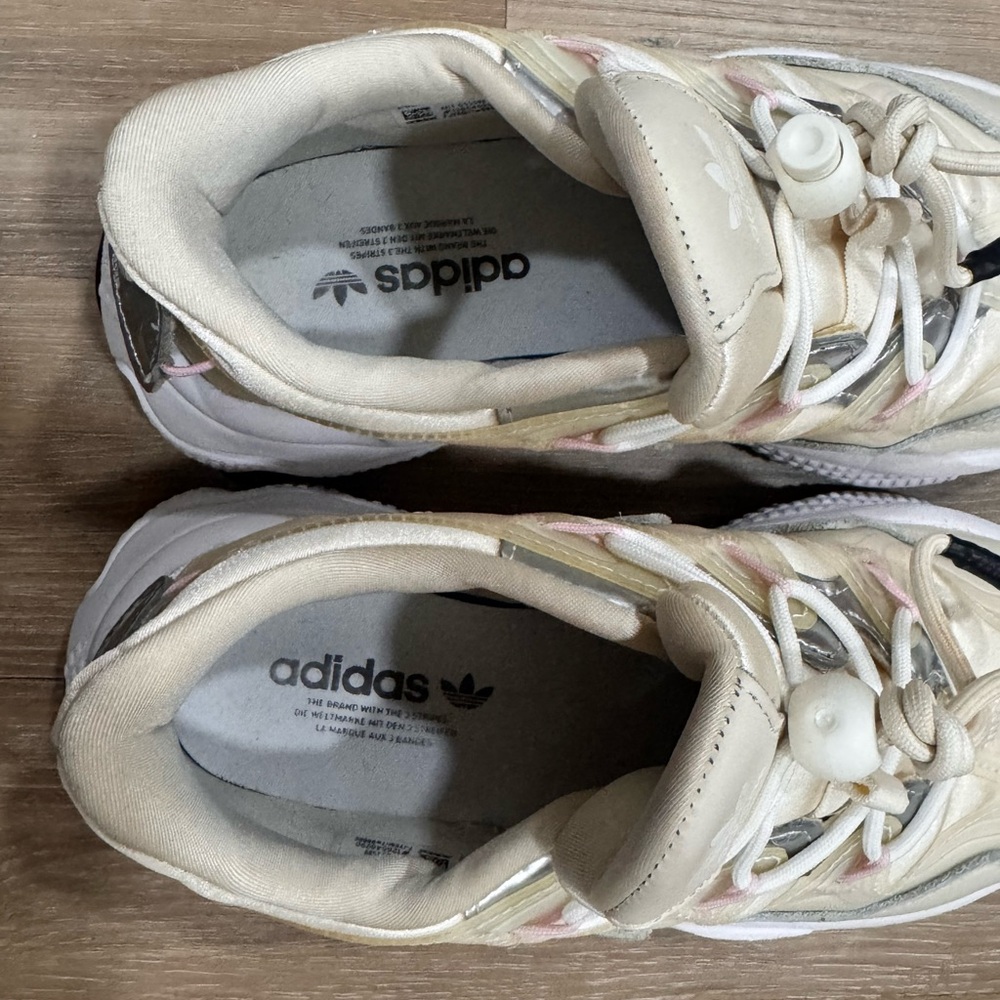 adidas Cream Sneakers with Pink Accents